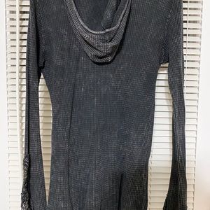 Waffle knot hoodie with lace/rhinestone sleeve